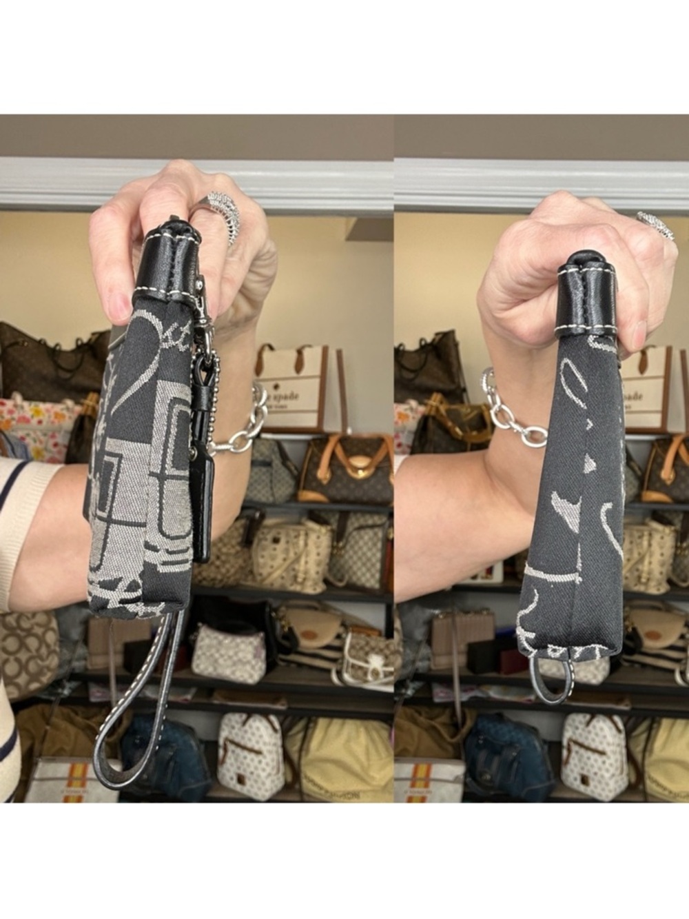 Coach Black and Cream Signature Horse & Carriage Tote with Wristlet, 2 Piece Set - Picture 6 of 14